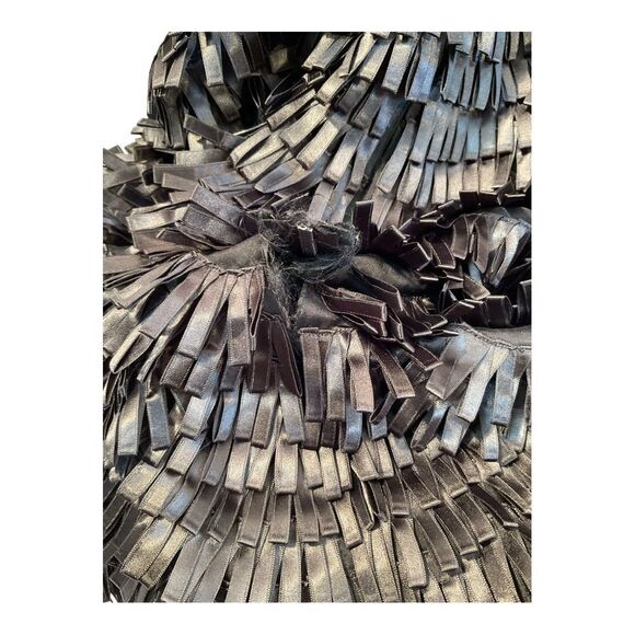 Carmen Marc Valvo Women’s Black knee Sleeve  Fringes Dress Size 6 - Picture 15 of 16